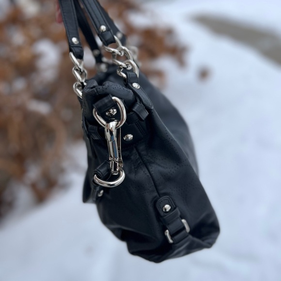 Coach Brooke Black Leather Convertible Bag w/ Perforated C 🖤 - Picture 5 of 10